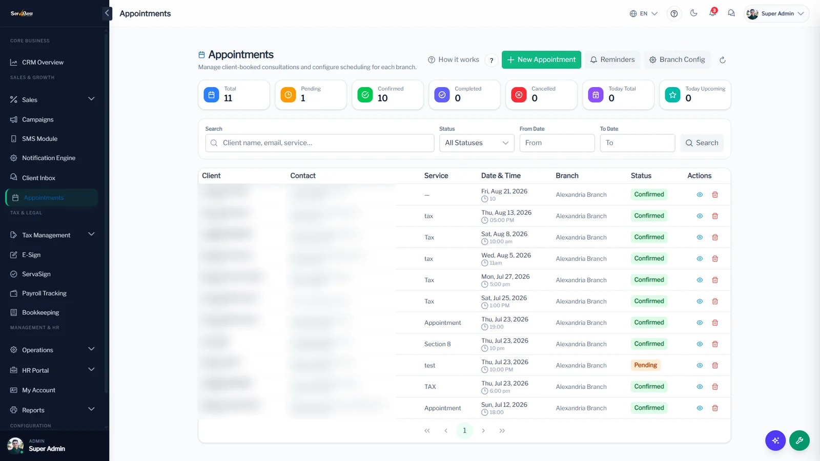 Bookings from the public site landing in the CRM